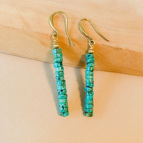 African Turquoise beaded Bar Earrings