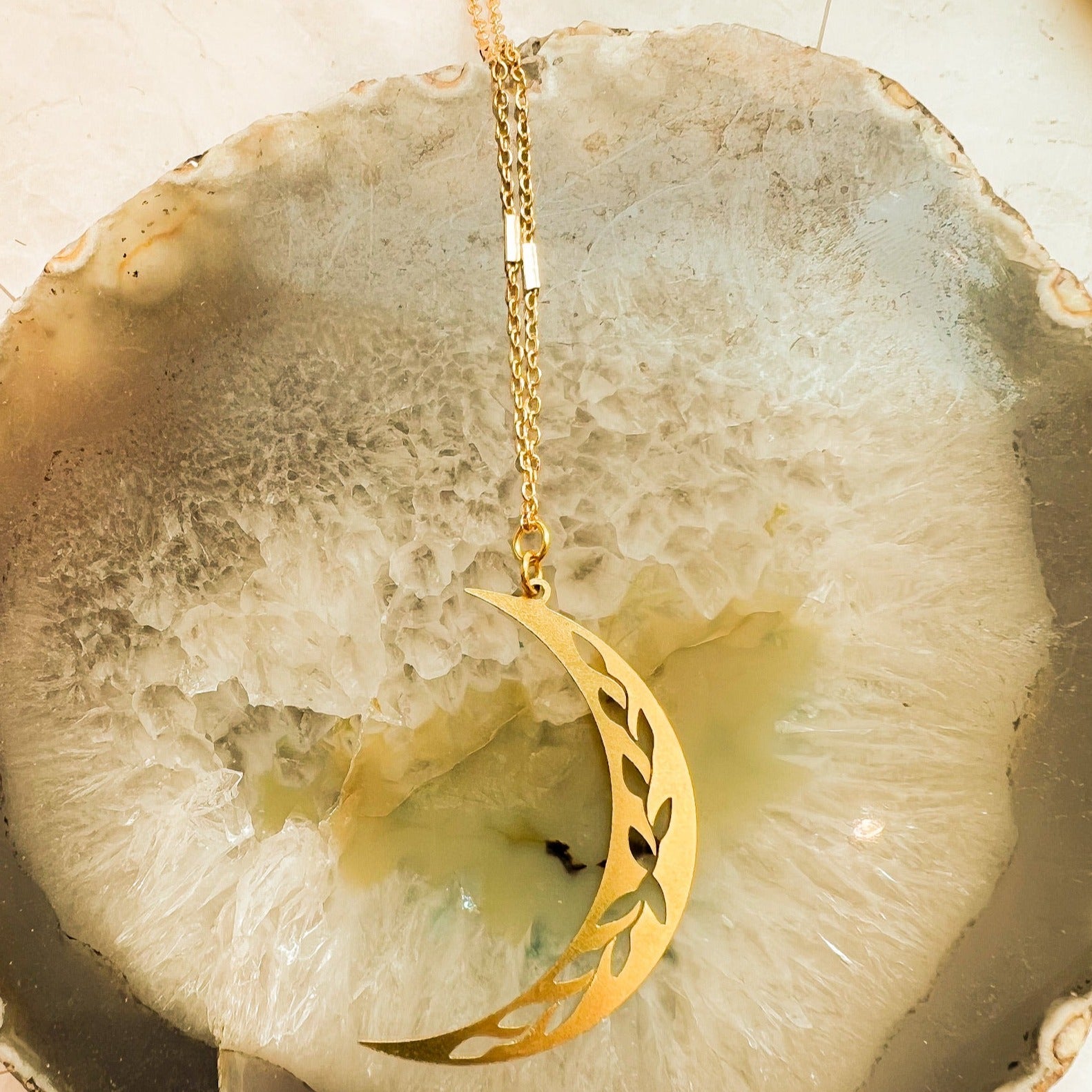 Flower Moon Crescent Necklace