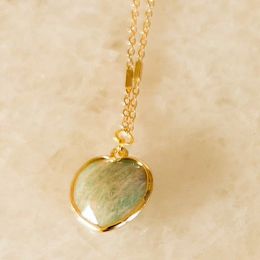 Amazonite Chubby Heart Necklace