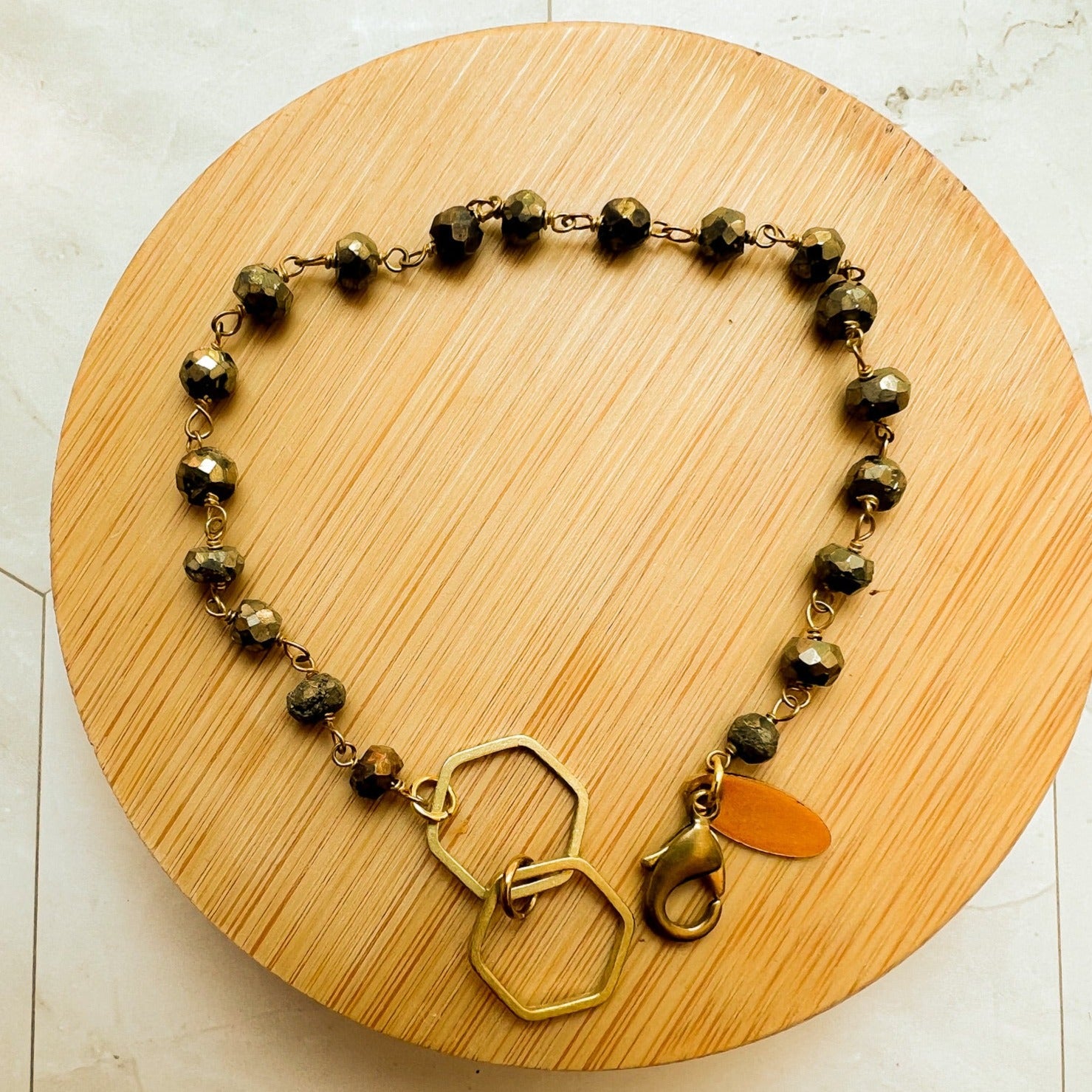 Gemstone Rosary Chain Bracelet - Labradorite or Pyrite