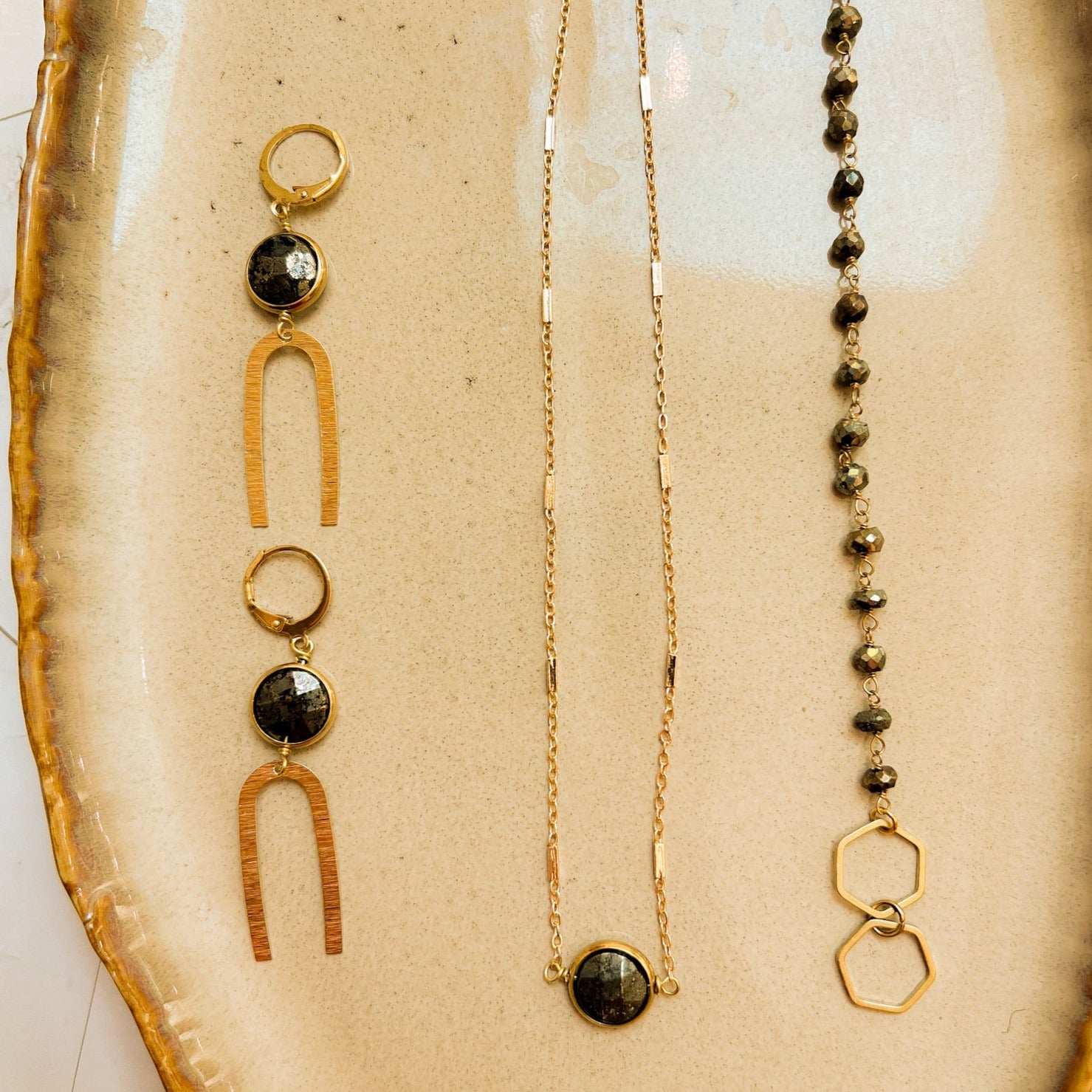 Gemstone Rosary Chain Bracelet - Labradorite or Pyrite
