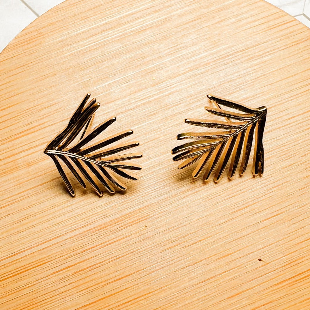 Pine Needle Stud Earring - Gold Plated