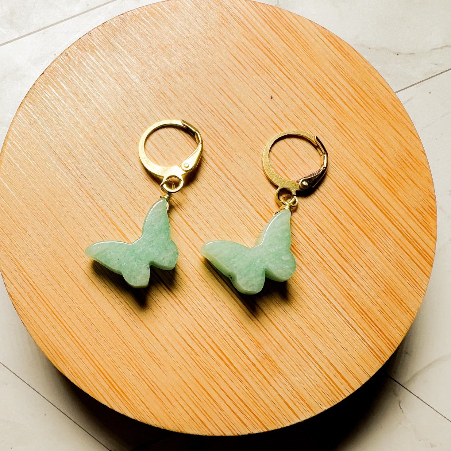 Fae: Carved Gemstone Butterfly Earrings