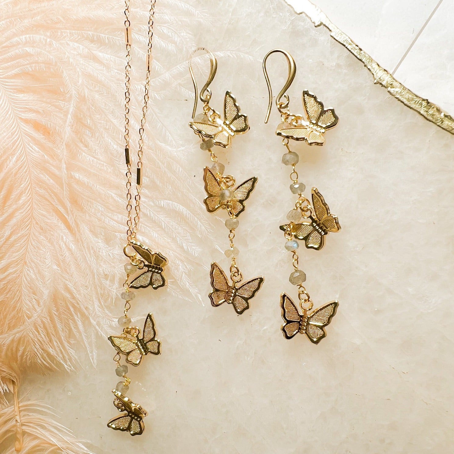 Psyche: Tiny Butterfly Dangle Earrings