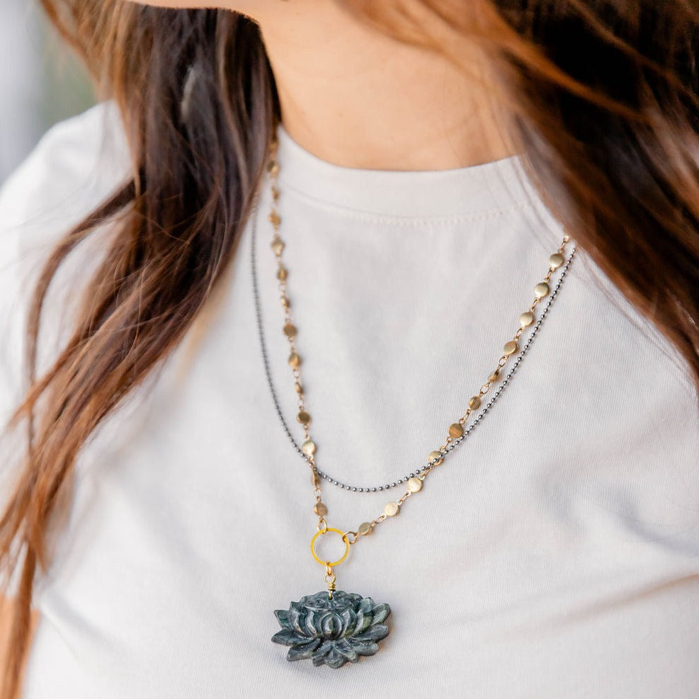 Gemstone Lotus Necklace