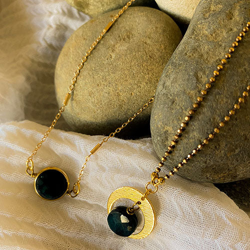 Antigua Collection: Apatite Quarter Moon Necklace