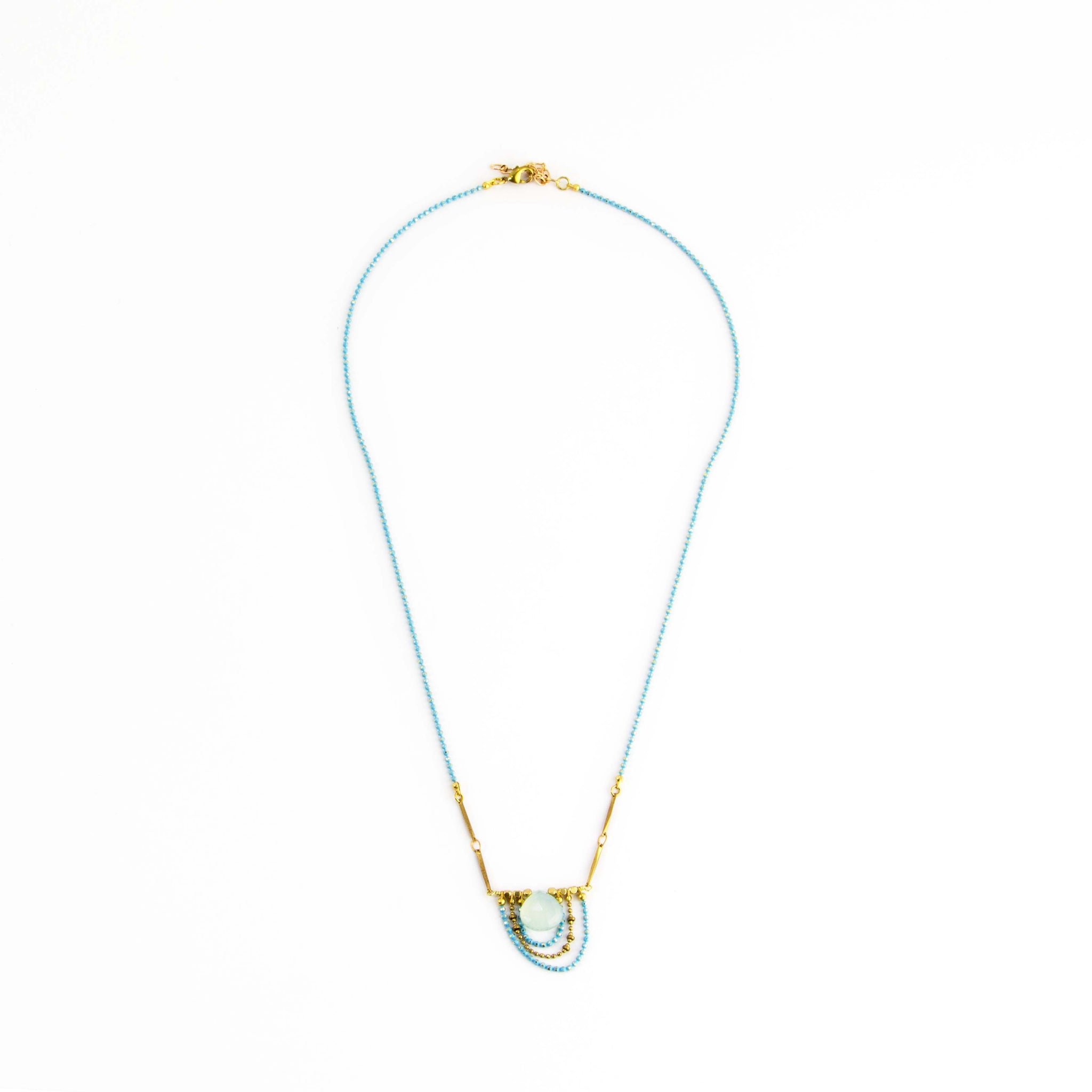 Aqua Chalcedony Drape Necklace