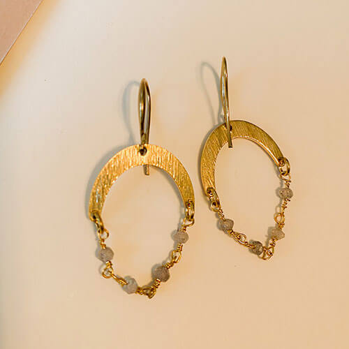 Crescent Rosary Chain Earring