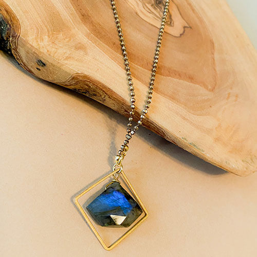 Framed Labradorite Diamond Necklace
