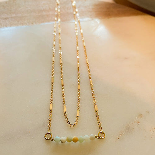 Gemstone Bar Necklace with Amazonite