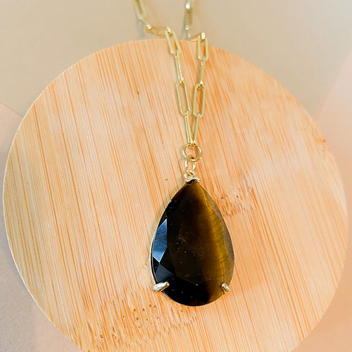 Gemstone Pendant on Paperclip Chain