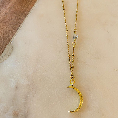 Hilal: Herkimer Diamond Crescent Moon Necklace