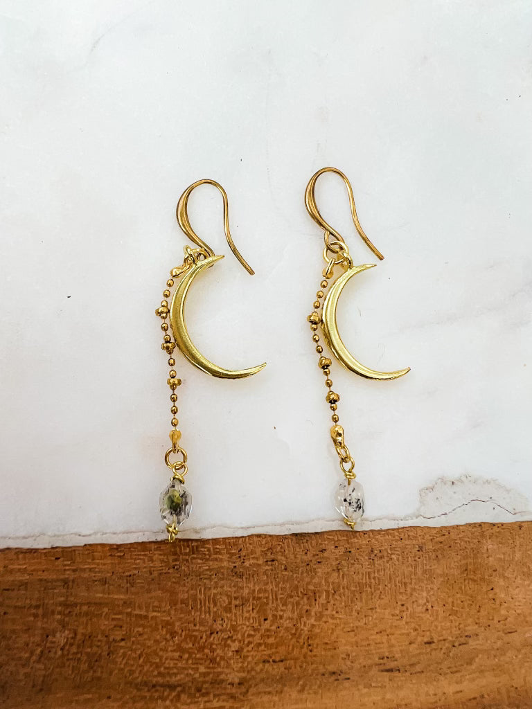 Hilal: Herkimer Diamond Crescent Earring