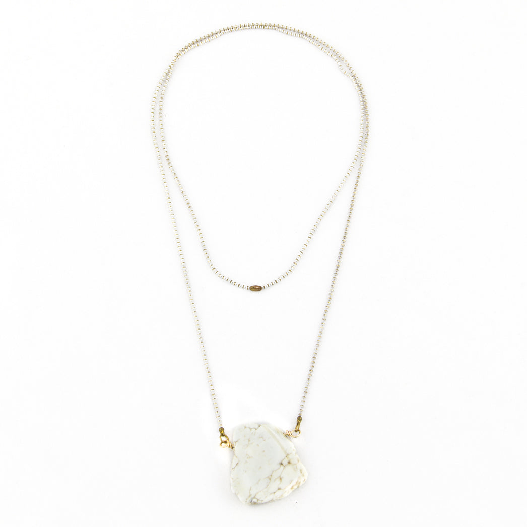 Long Howlite Chunk Necklace