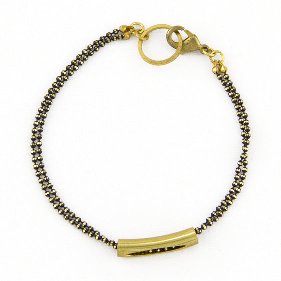 Double Chain Caviar Bar Bracelet
