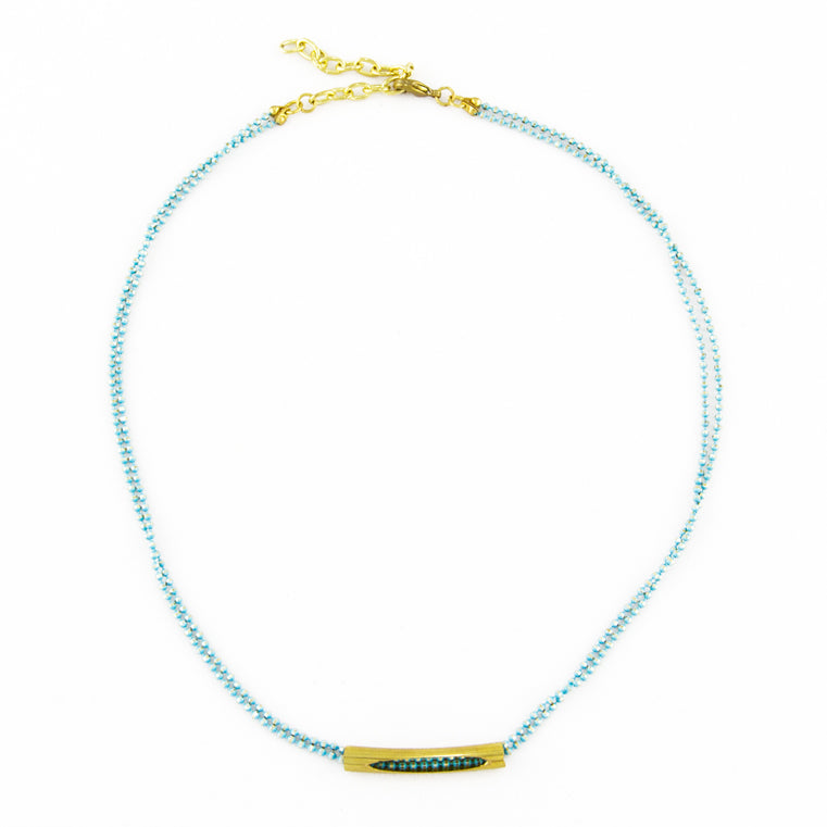 Double Chain Caviar Bar Necklace
