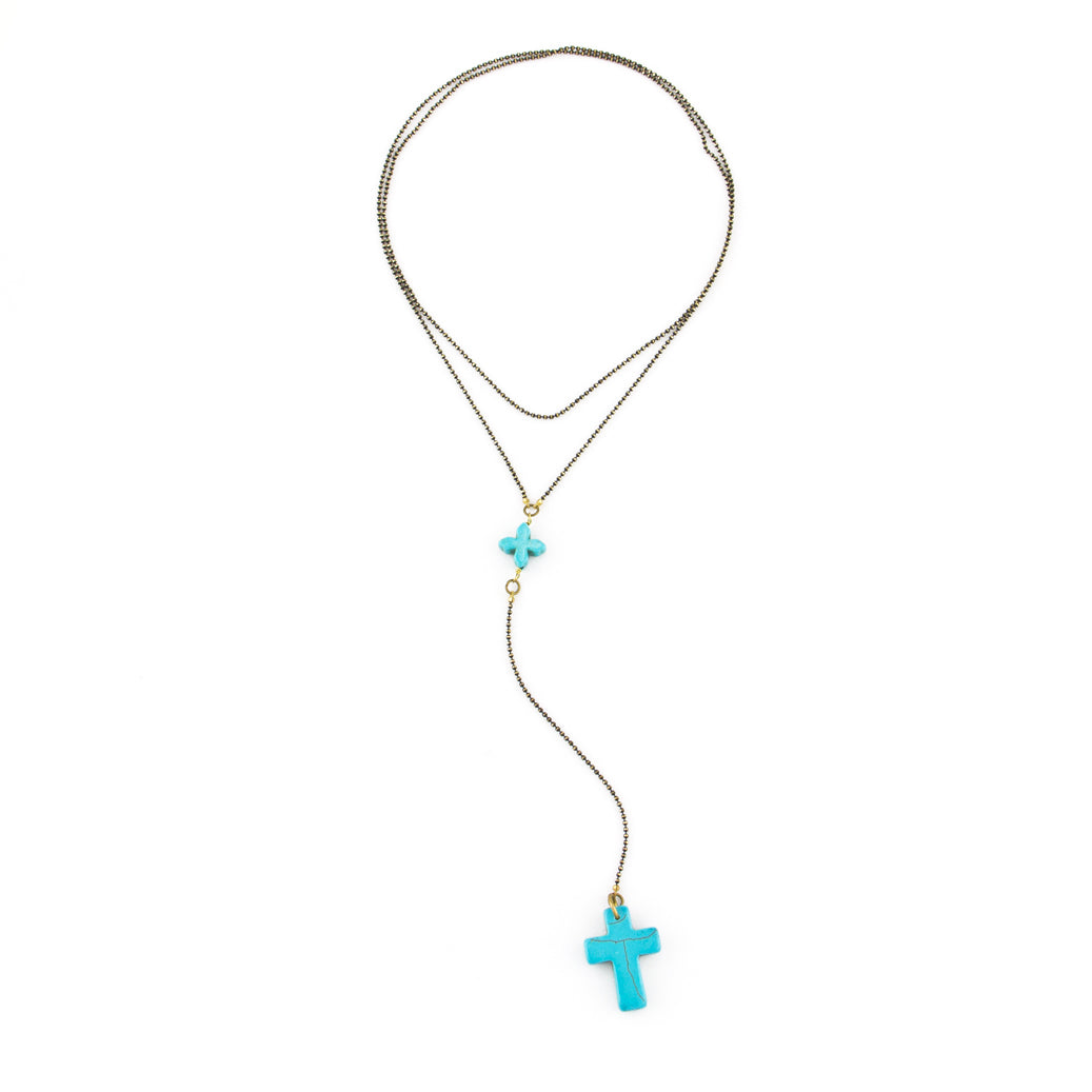 Rosary Necklace With Howlite Cross