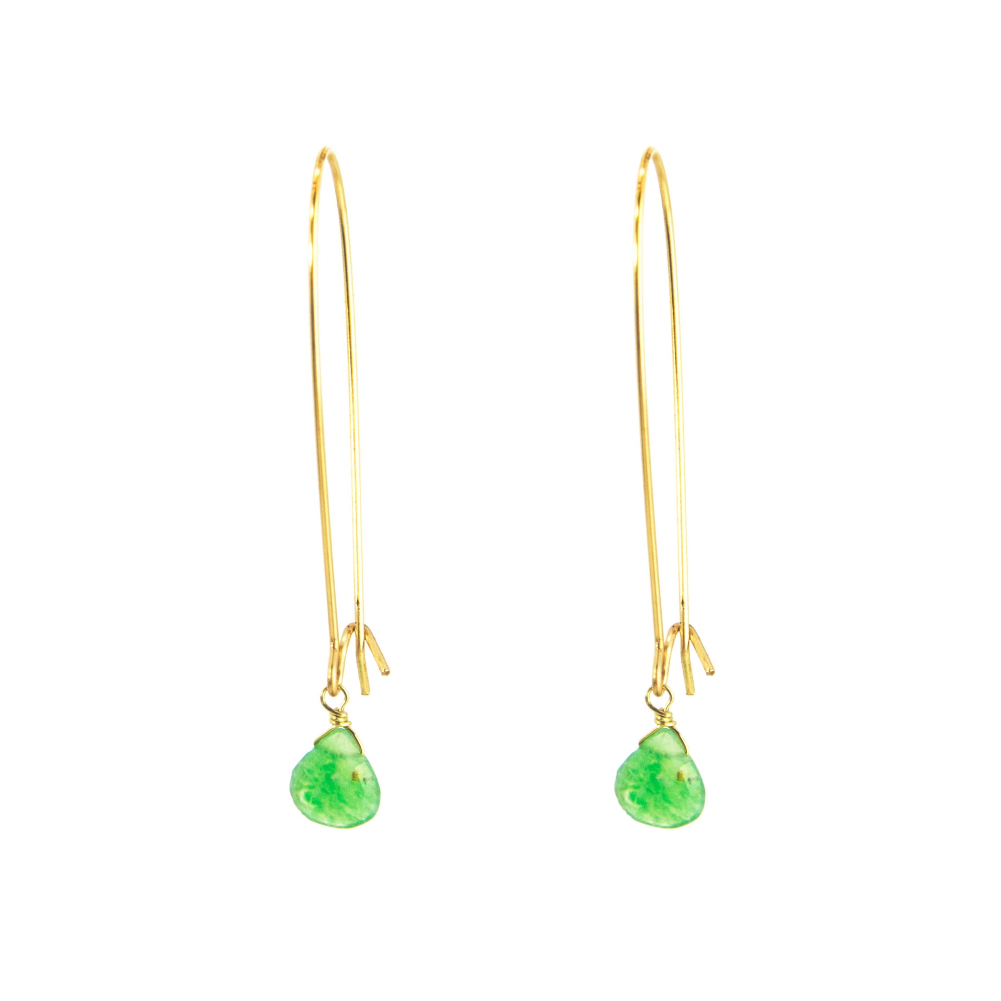 Long Simple Stone Earrings: Choose Your Gemstone in Brass or Silver