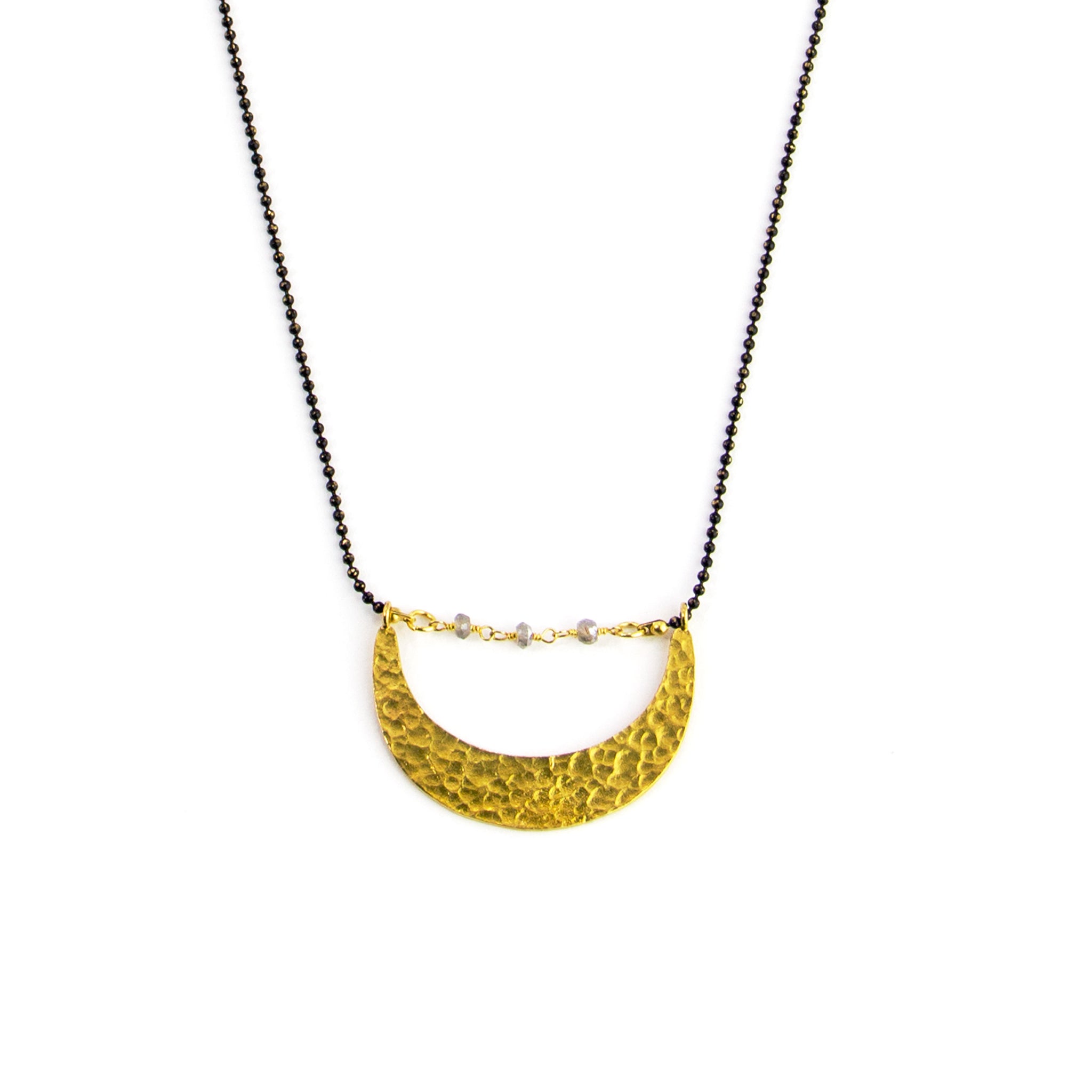 Long Hammered Crescent Necklace