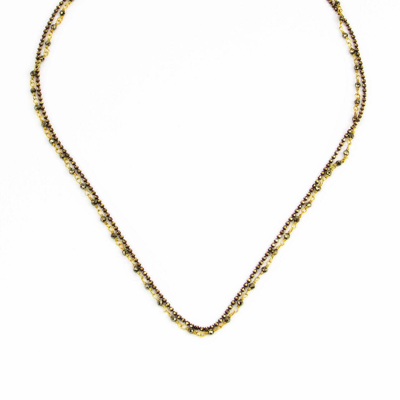 Baby Pyrite Double Chain Necklace