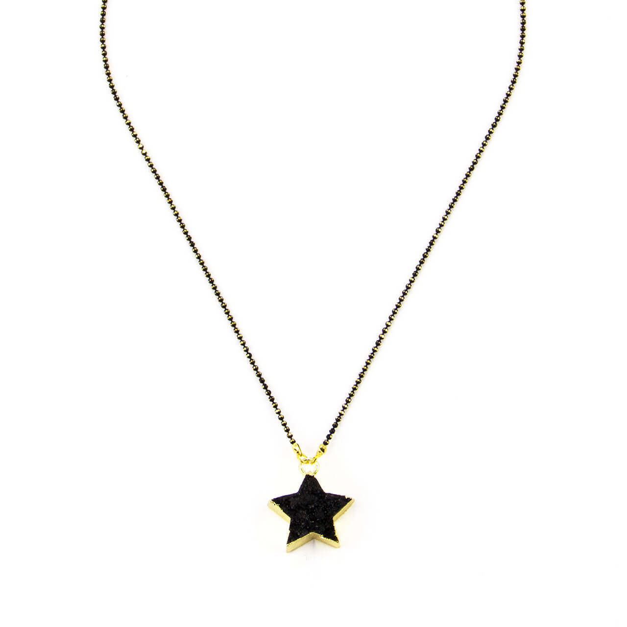 Druzy Black Star Necklace