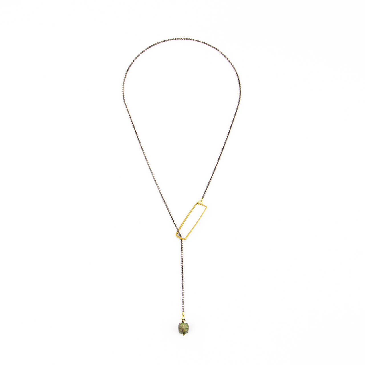 Cube Collection: Rectangle Lariat Necklace with Sugarcube Stone
