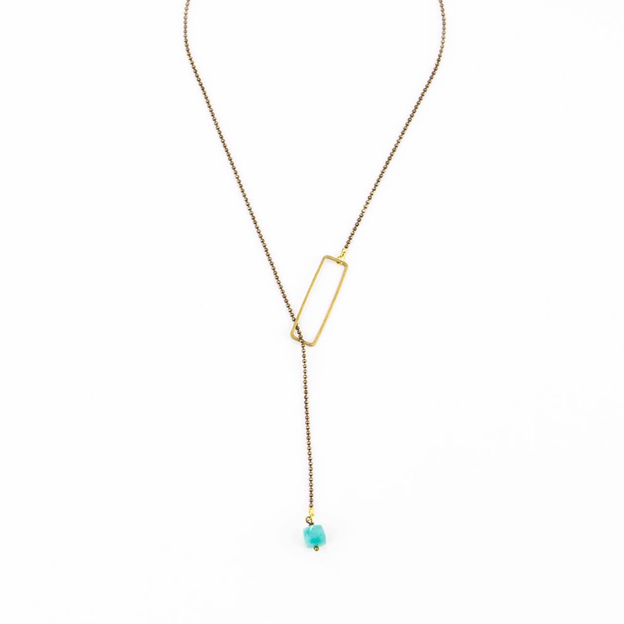 Cube Collection: Rectangle Lariat Necklace with Sugarcube Stone