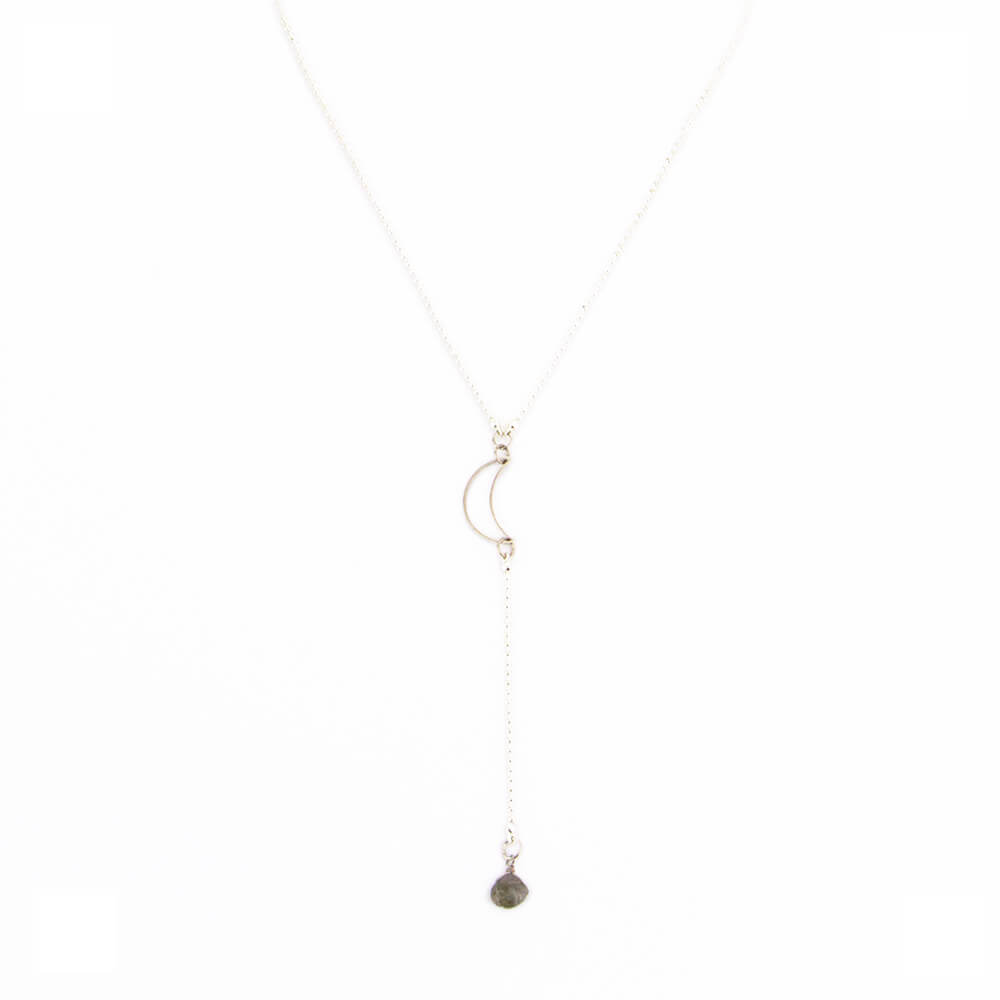 Labradorite and moon Y Necklace