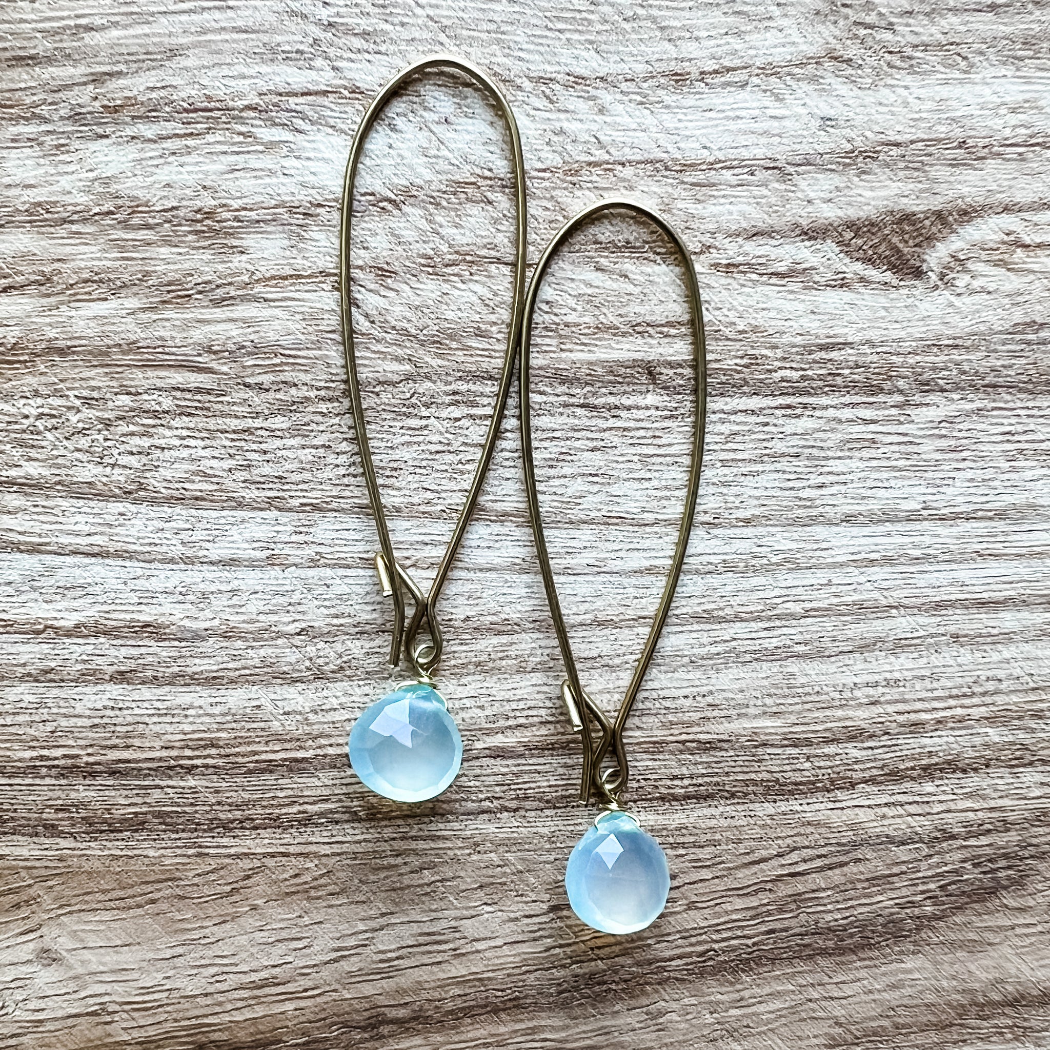 Long Simple Stone Earrings: Choose Your Gemstone in Brass or Silver