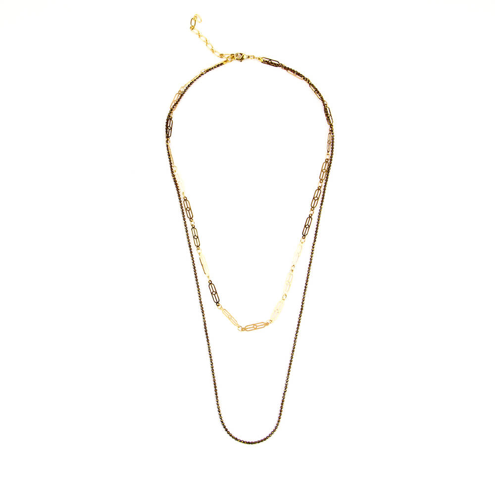 Gold Deco Double Chain Necklace