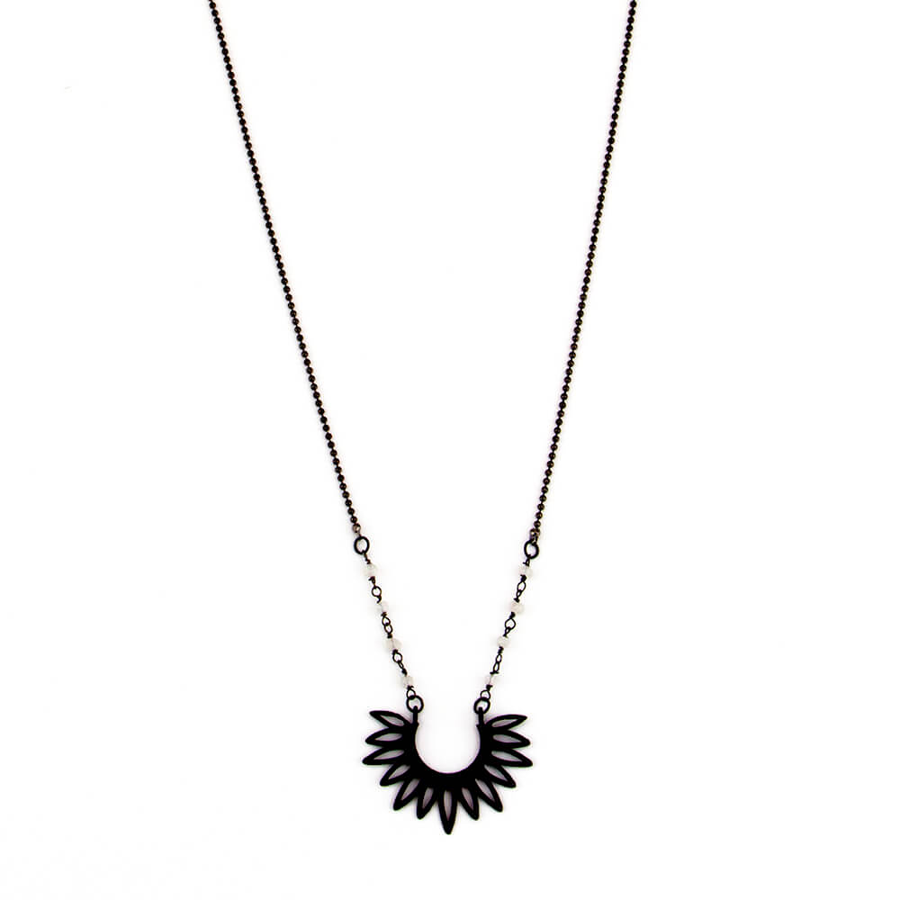 Black Sunburst Chain Necklace