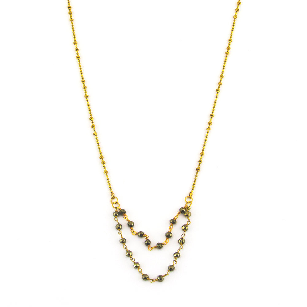 Ella: Double Gemstone Rosary Chain Necklace 