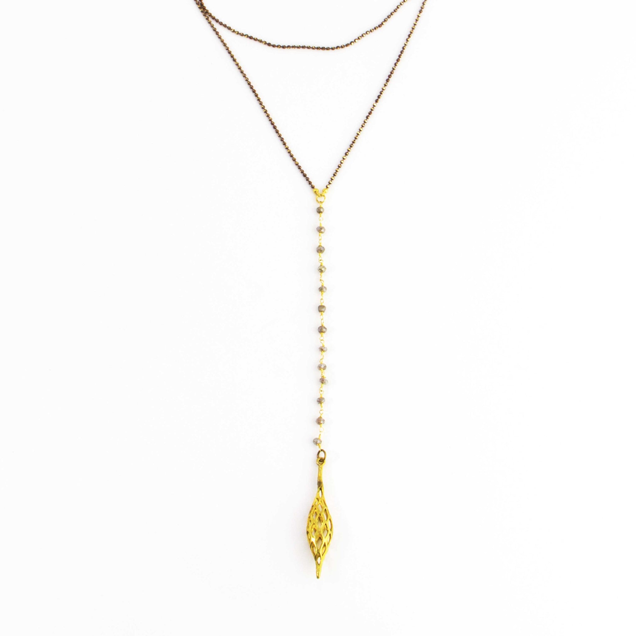 Long Caged Marquise Necklace