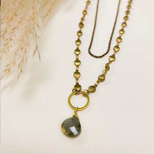 Rivet Chain Labradorite Necklace