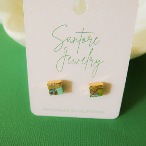 Turquoise Gold Dipped Stud Earrings